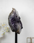 Huge 14.8 in width Premium Amethyst Stone Heart, Stand Included - HAM0199