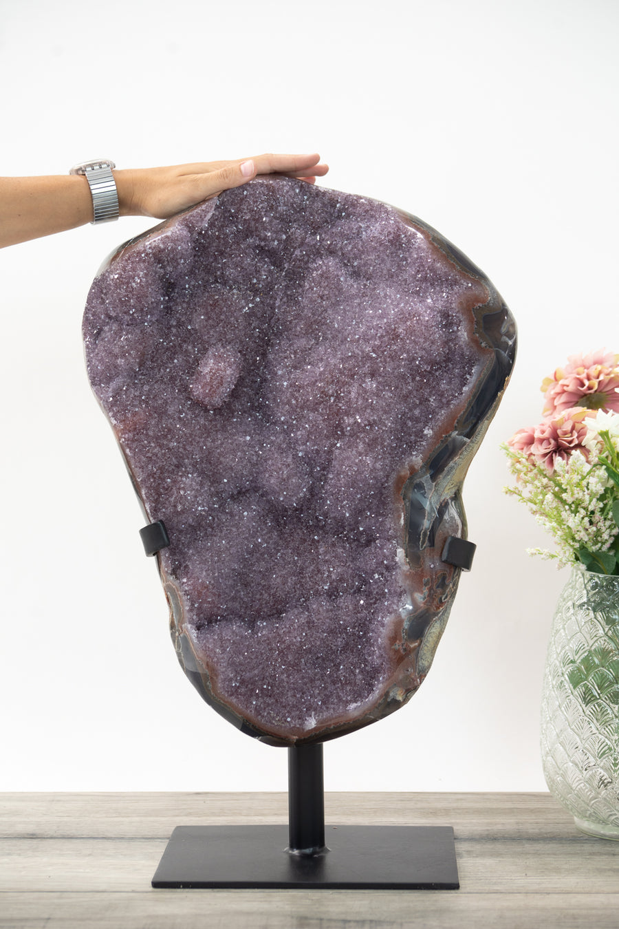 XXL Natura Lavander Amethyst Cluster with Stunning Agate Shell - AWS1444