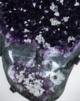 Large Deep Purple Amethyst Stone Geode with Calcite Formations - AWS0484