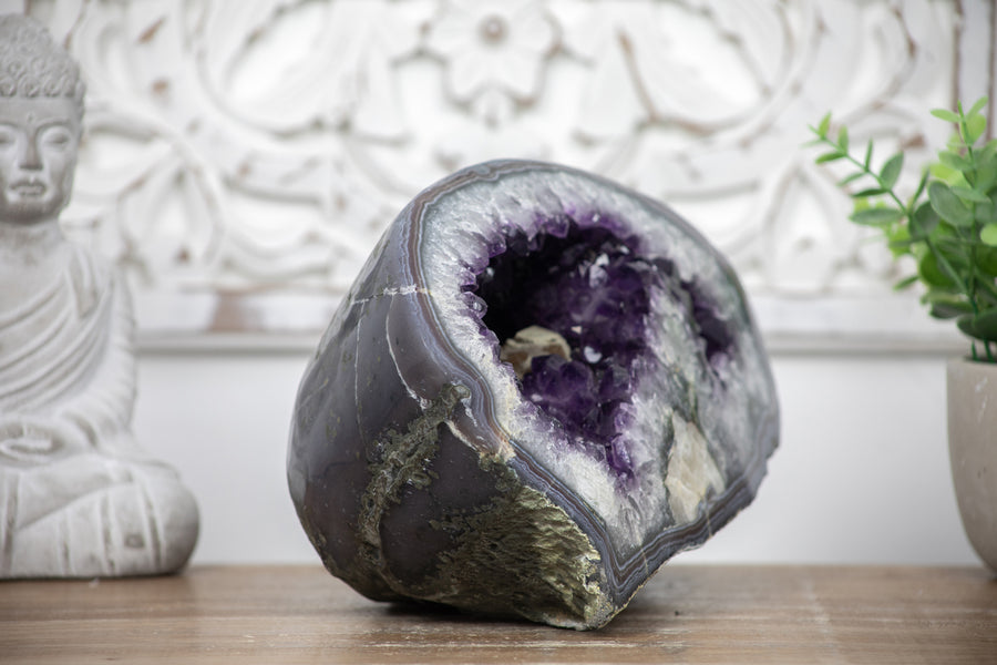 Unique XXL Natural Amethyst Geode with Calcite Formation - AMGE0108