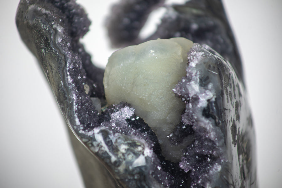 Beautiful Amethyst Geode with Calcite Crystal and Stalactites - MSP0241