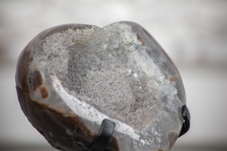 Quartz Druzy Stone Heart, Stand Included - HST0102