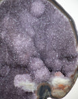 Unique XXL Lavender Amethyst Cluster with Agate Shell and Metal Stand - AWS1430
