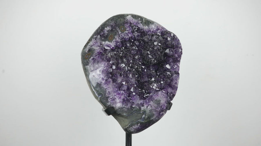 Natural Deep Purple Amethyst Stone Geode, Stand Included - AWS0765