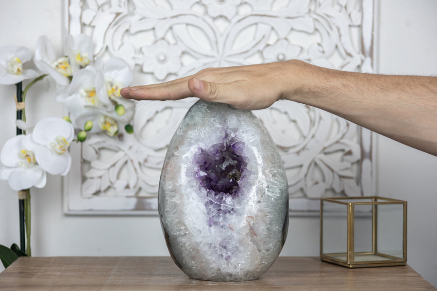 Stunning Huge Amethyst & Quartz Stone Egg Geode - STE0021