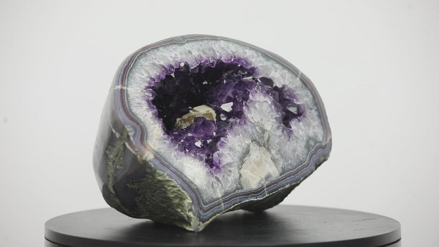Unique XXL Natural Amethyst Geode with Calcite Formation - AMGE0108