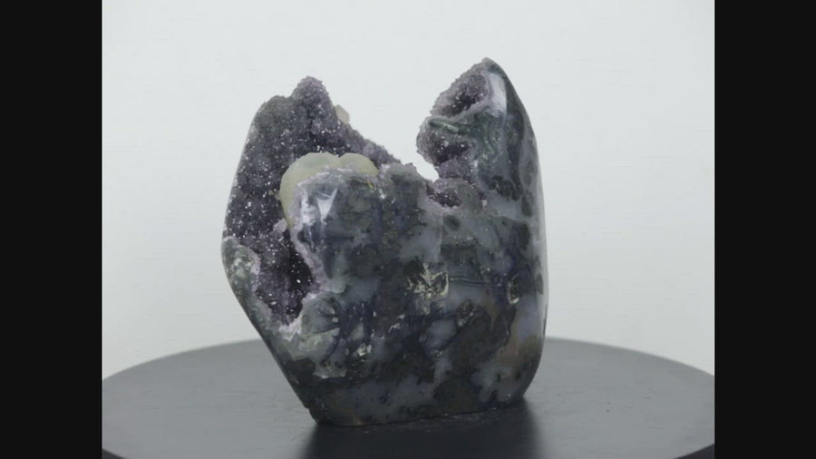 Beautiful Amethyst Geode with Calcite Crystal and Stalactites - MSP0241