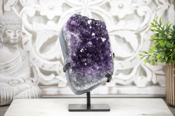 Natural Amethyst Cluster with Blue Banded Agate Shell - AWS1388
