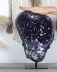 Large Deep Purple Amethyst Stone Geode with Calcite Formations - AWS0484