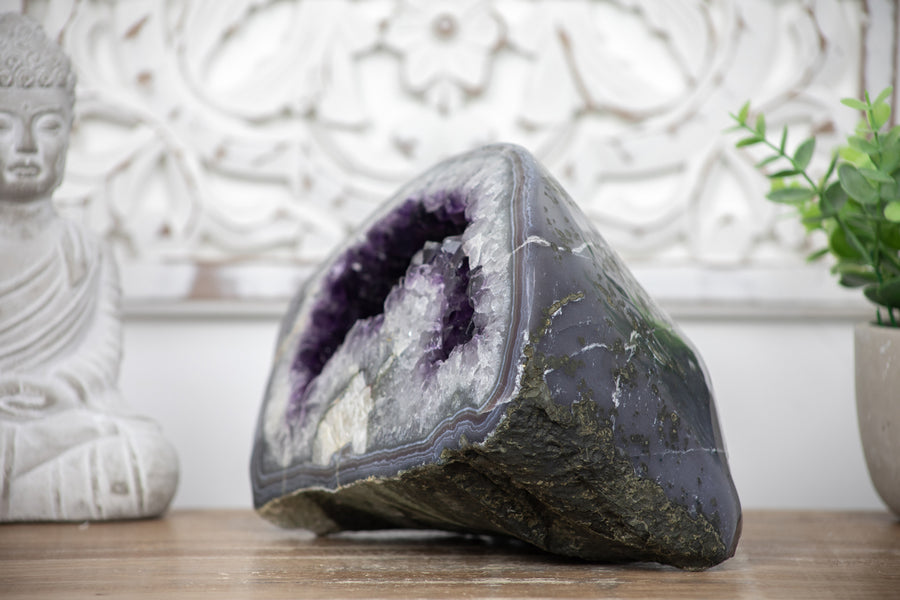 Unique XXL Natural Amethyst Geode with Calcite Formation - AMGE0108