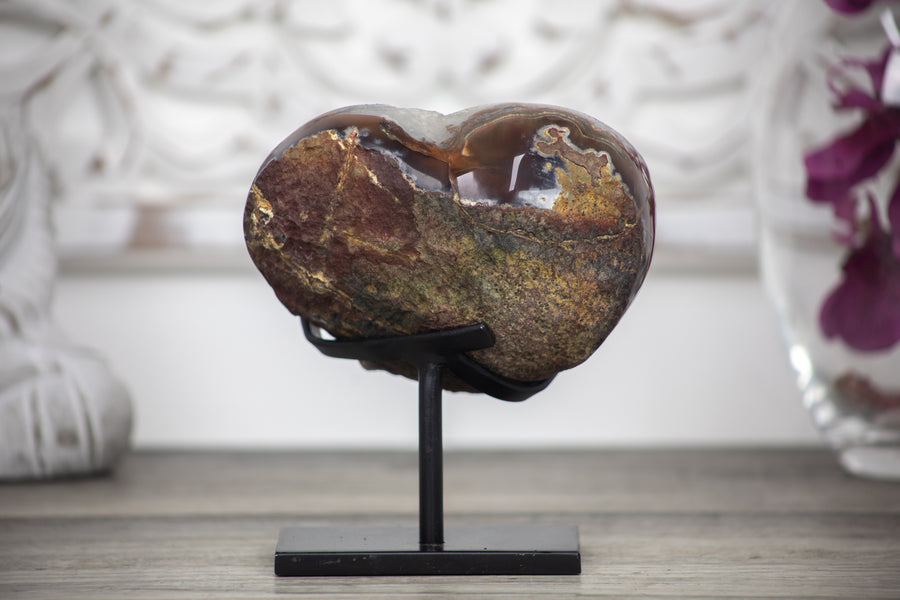 Quartz Druzy Stone Heart, Stand Included - HST0102