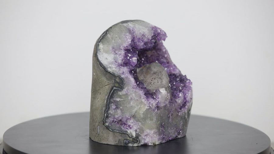 Amethyst Geode with Beautiful Calcite Crystal Specimen - MSP0178