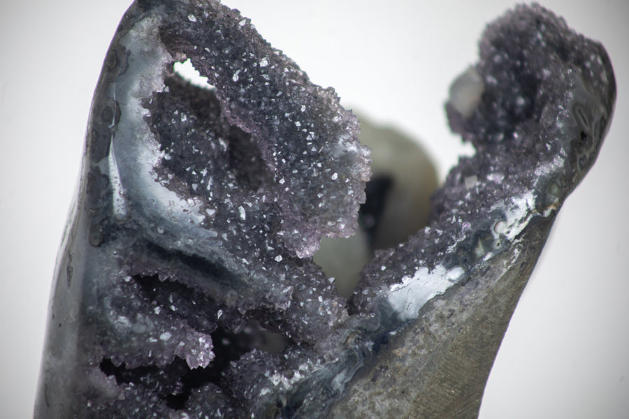 Beautiful Amethyst Geode with Calcite Crystal and Stalactites - MSP0241