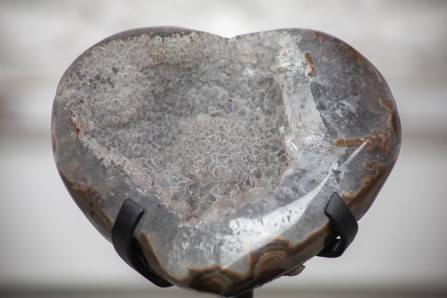 Quartz Druzy Stone Heart, Stand Included - HST0102