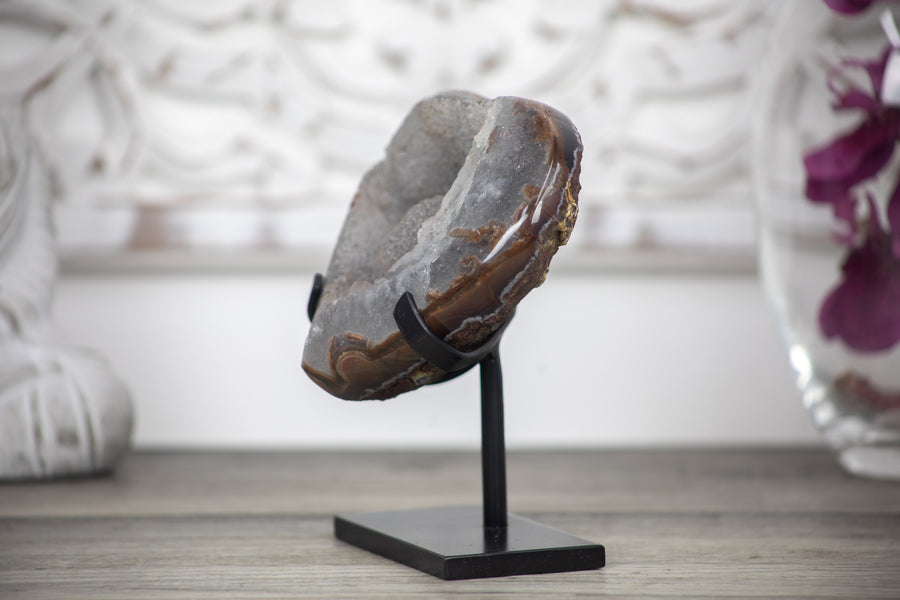 Quartz Druzy Stone Heart, Stand Included - HST0102