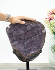 Huge Natural Lavander Amethyst cluster with beautiful Agate Shell - AWS1448