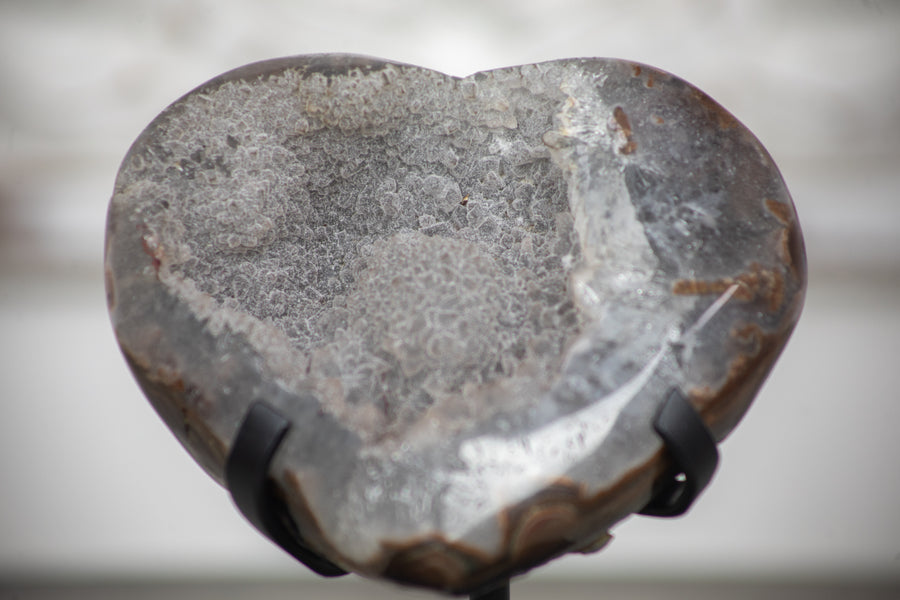 Quartz Druzy Stone Heart, Stand Included - HST0102
