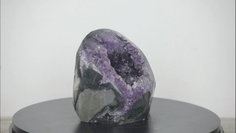 Beautiful Amethyst Stone Geode with Calcite Crystal Specimen - CBP0449